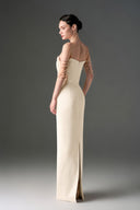 IHF STUDIO • Noir Crimson Crystal Off-Shoulder Silk Taffeta Corset Gown