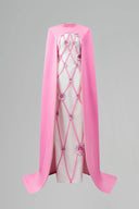 Strapless Bustier Orange Column Evening Gown With Crystal Cape for women, from IHF ATELIER, The Viet Concept