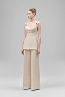 Veloria Peplum Spaghetti Strap Crepe Top for women, from Maison Des Copains, The Viet Concept 