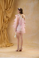 Tiered Blush Pink Cocktail Mini Dress for women, from MADDY HATES ROSE, The Viet Concept