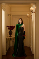 IHF ATELIER • Veloura Silk Velvet Bustier Mermaid Gown With Cape