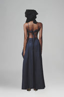 Blue Overlaid Pleated Pant for women, from Keira Tong, the Viet Concept 