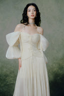 LINH PHUNG • Minuet Ivory Pearl Silk Chiffon Midi Dress
