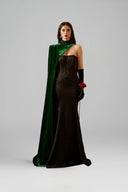 IHF ATELIER • Veloura Silk Velvet Bustier Mermaid Gown With Cape