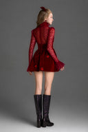 IHF STUDIO • Noir Vine Guipure Lace & Velvet Draped Mini Dress