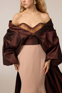 21SIX • Halina Crepe & Taffeta Crystal-Embellished Cape Gown