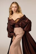 21SIX • Halina Crepe & Taffeta Crystal-Embellished Cape Gown