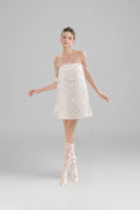 Isabelle A-line Straight Across Neck Silk Blend Mini Dress for woman, from ARTI, The Viet Concept