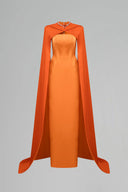 Rosé Blossom Crystal Cape Strapless Column Evening Gown for women, from IHF ATELIER, The Viet Concept