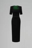 Verdéline Trapezium Neck Crystal Bow Midi Dress for women, from IHF STUDIO, The Viet Concept 