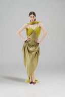 LA VIERGE • Oliva Draped Silk Maxi Gown With Rebozo