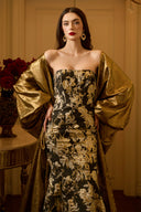 Bustier Mermaid Gown & Long Robe – Metallic Silk Couture Dress for women, from IHF ATELIER, The Viet Concept 
