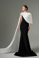 Negin Silk Crepe Asymmetric Cape Fishtail Gown for women, from 21SIX, The Viet Concept