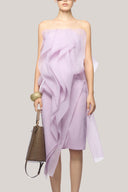 Purple Montoya Strapless Ruffle Trim Organza Midi Dress for women, from Das La Vie, The Viet Concept 