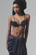 Blue Overlaid Pleated Pant for women, from Keira Tong, the Viet Concept 