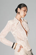 White Sienna Shirt Fitted Lace Shirt for women, from HUONG, The Viet Concept 