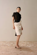 LECIA • Noir Sheer Silk Chiffon High-Neck Blouse