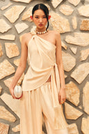 XITA • Ivory Silk Wide-Leg Trousers