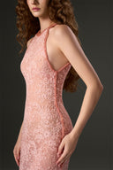 Lunaria Crystal Halter Mesh Lace Maxi Dress for women, from IHF STUDIO, The Viet Concept 