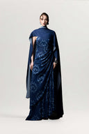 GVLUX • Rococo Wave Bust Flared Denim Gown