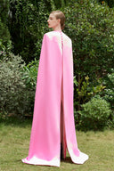Strapless Bustier Orange Column Evening Gown With Crystal Cape for women, from IHF ATELIER, The Viet Concept