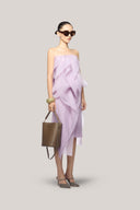 Purple Montoya Strapless Ruffle Trim Organza Midi Dress for women, from Das La Vie, The Viet Concept 