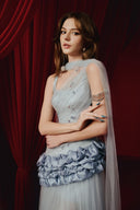 Lavish Asymmetric One-Shoulder Tulle Chiffon Evening Gown for women, from JOSEPHINE, The Viet Concept