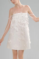 Isabelle A-line Straight Across Neck Silk Blend Mini Dress for woman, from ARTI, The Viet Concept