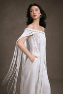 KEIRA TONG • Fringe Lace Off-Shoulder Corset Top