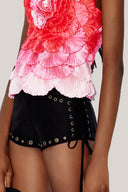 Black Cactus Straight Tie String Chiffon Extra Short Length Shorts for women, from DAS LA VIE, The Viet Concept 