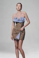 Brown Petal Bustier Mini Dress for women, from Keira tong, the Viet Concept 