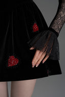 IHF STUDIO • Noir Vine Guipure Lace & Velvet Draped Mini Dress