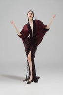 LA VIERGE • Boticeli Draped Satin & Lace Maxi Dress