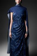 GVLUX • Rococo Wave Bust Flared Denim Gown