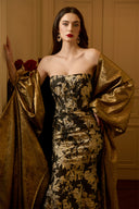 Bustier Mermaid Gown & Long Robe – Metallic Silk Couture Dress for women, from IHF ATELIER, The Viet Concept 