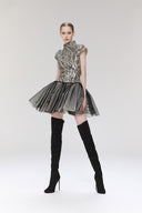 SORAMAME • Aeon Champagne Sequin Ruffle Mini Dress for women, from SORAMAME, The Viet Concept
