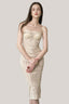 Beige Malèna Lace Bodycon Midi Dress for women, fromLa Vierge, The Viet Concept 