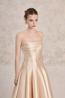 LINH PHUNG • Helia Crystal Embellished Strapless Taffeta Midi Dress