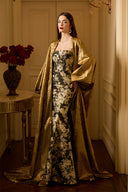 Bustier Mermaid Gown & Long Robe – Metallic Silk Couture Dress for women, from IHF ATELIER, The Viet Concept 