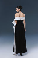 Magnolia Off-Shoulder Contrast Crepe Column Gown for women, from JOSEPHINE, The Viet Concept 