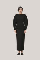 Black Tam Hourglass Boat Neck Tweed Top for women, from TINH, The Viet Concept