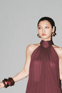 Wine Red Chiffon Halter Top for women, from HUONG, The Viet Concept 