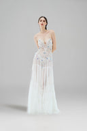 LA VIERGE • Mariposa Appliqué Tulle & Lace Maxi Gown