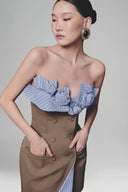 Brown Petal Bustier Mini Dress for women, from Keira tong, the Viet Concept 