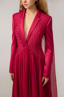21SIX • Bellamy Silk & Taffeta Deep V-Neck Pleated Evening Gown