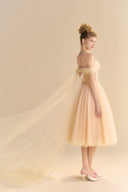 LINH PHUNG • Solea Crystal Pearl Off-Shoulder A-Line Midi Dress