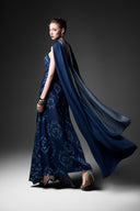 GVLUX • Rococo Wave Bust Flared Denim Gown
