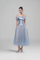 Krissy Blue Grey Taffeta Tulle Evening Gown for women, from JOSEPHINE, The Viet Concept