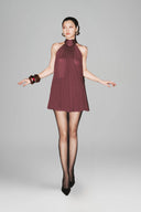 Wine Red Chiffon Halter Top for women, from HUONG, The Viet Concept 