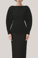 Black Tam Hourglass Boat Neck Tweed Top for women, from TINH, The Viet Concept